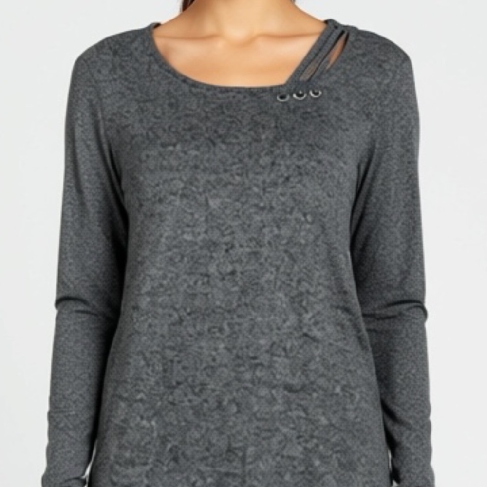 2 Dye 4 Tunic Womens Size Small Gray Knit Scoop Neck Monochrome Minimalist